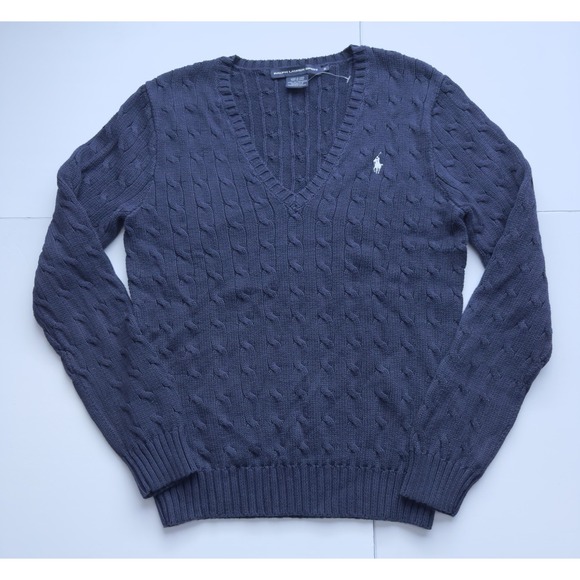 Lot of 2 VTG Ralph Lauren Sport Women's Cable Knit V Neck Sweater Size XL Pony - Picture 8 of 10